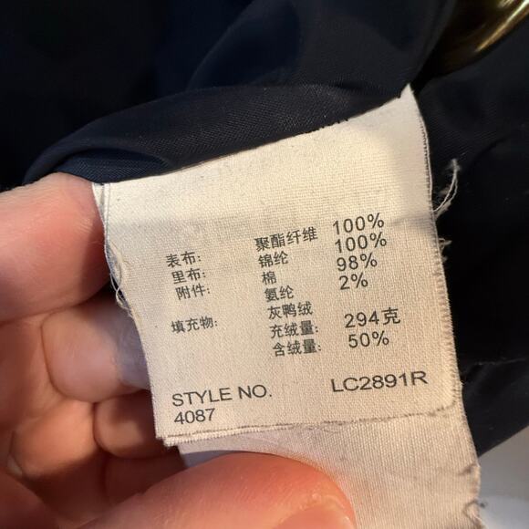 Esprit Quilted Down Puffer Jacket Parka Long Navy Gold Fur Detachable Hood Sz L - Picture 9 of 16